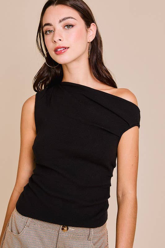 ASYMMETRICAL NECK TOP