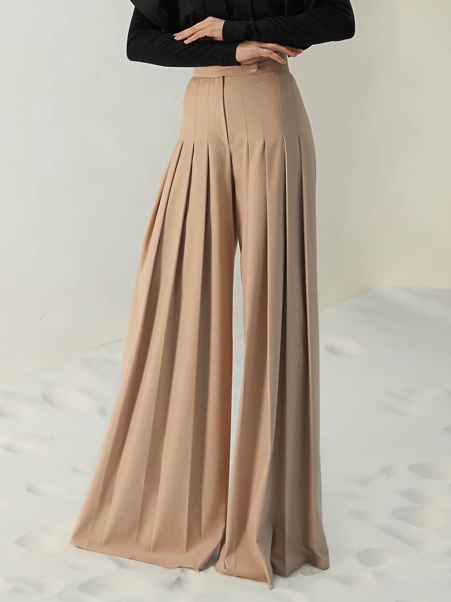 High-Waist Pleated Wide Leg Pants