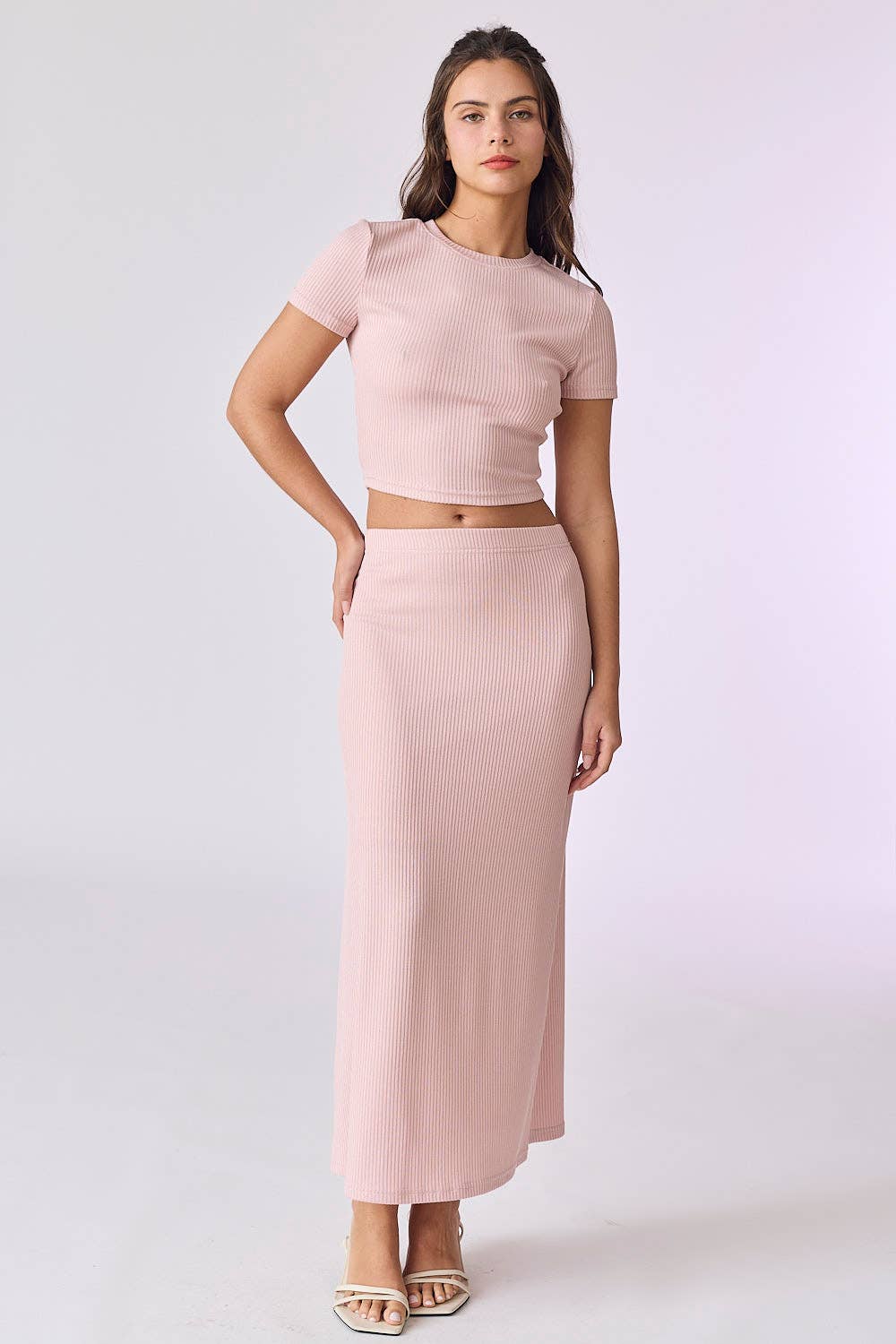 Pink Knit Rib Set