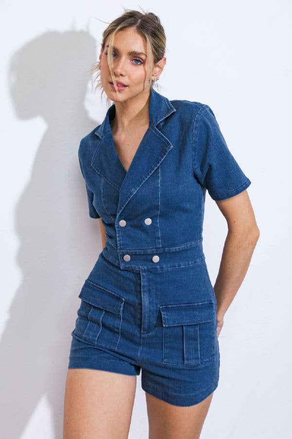 Denim Button Romper