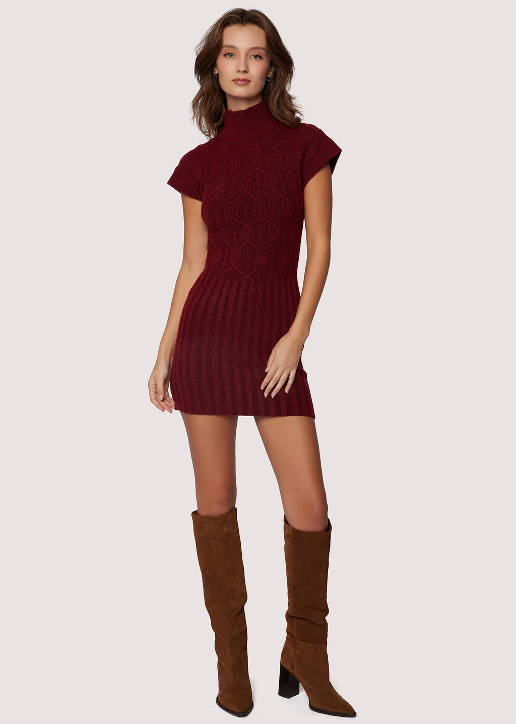 flowy burgundy dress Final Sale Plus Size Faux Wrap High-Low Dress with Waist Tie in Burgun –  Chic And Curvy