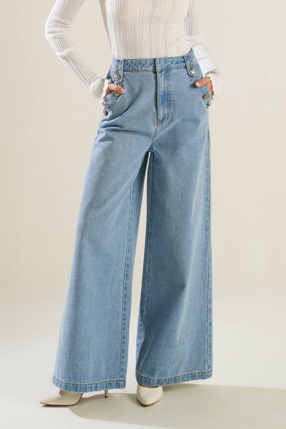 Washed Button Denim