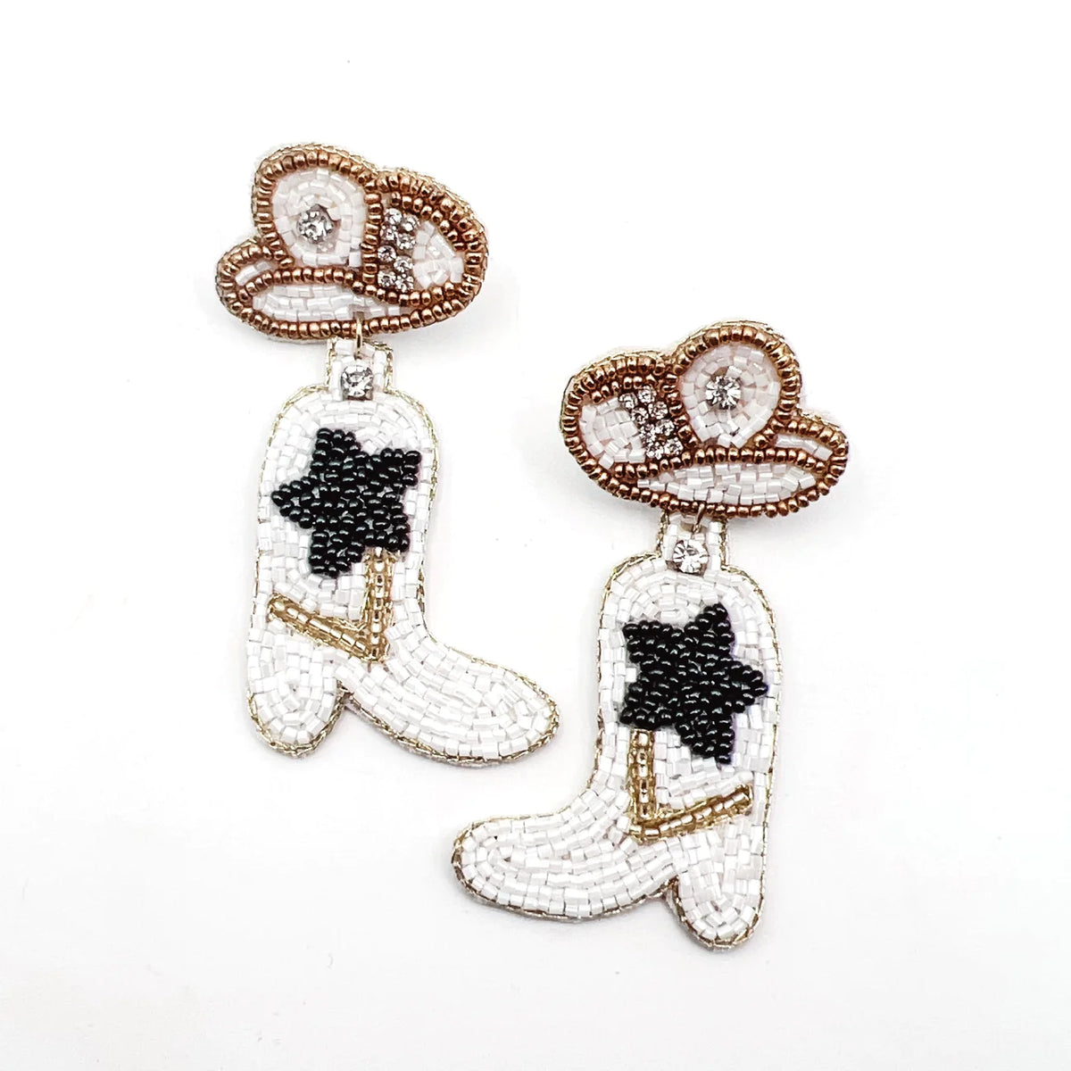 Boot Earings- White/Black