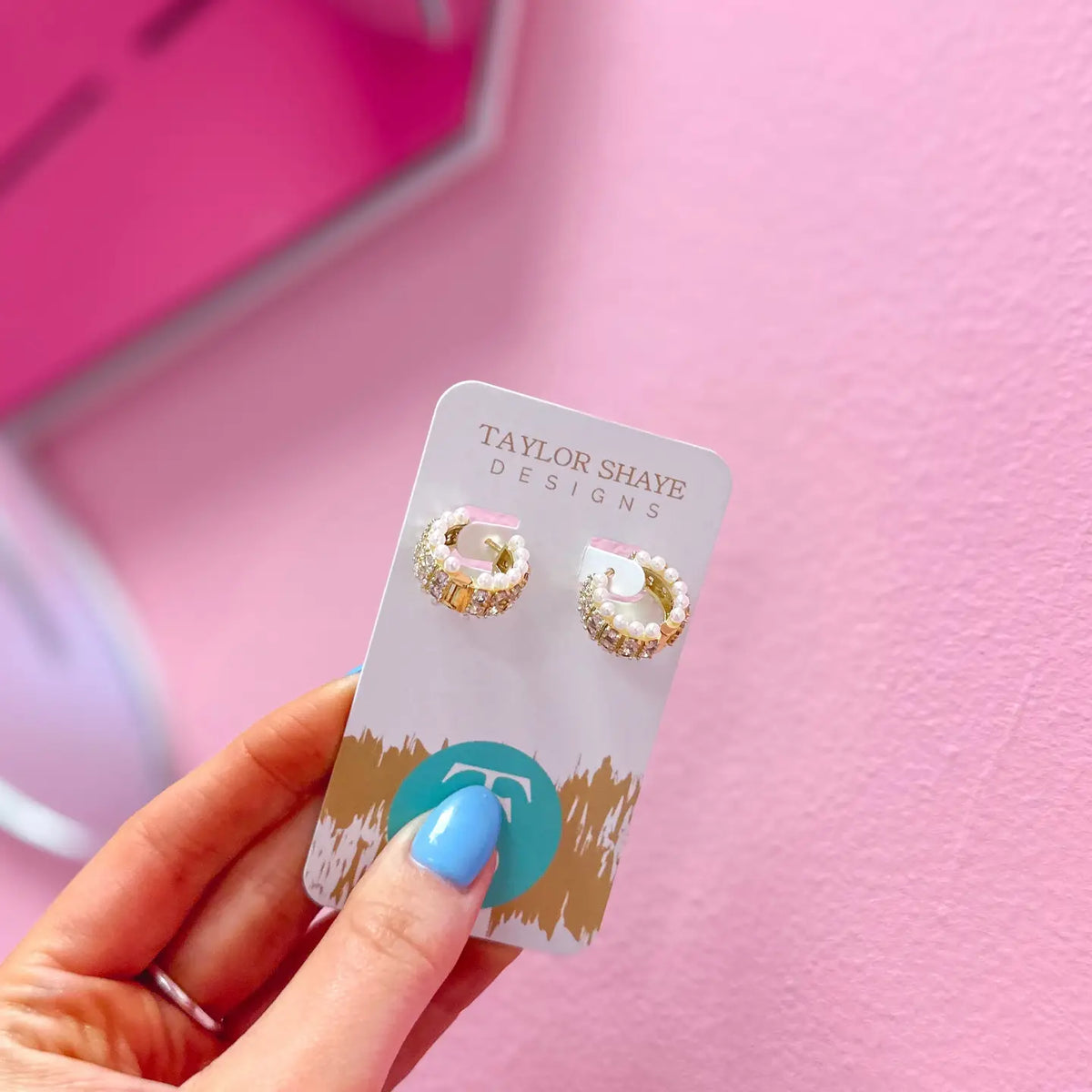 Rhinestone Pearl Hoops