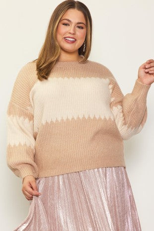 Color Block Creme Sweater