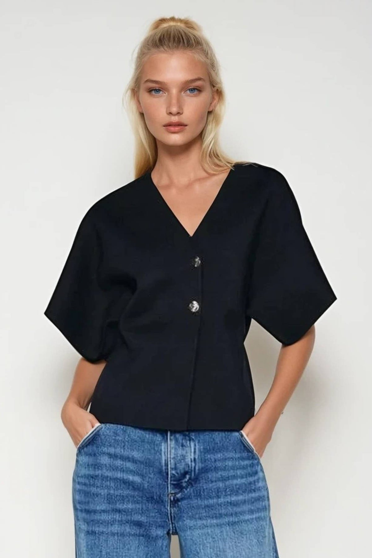 Black Fine Knit Top
