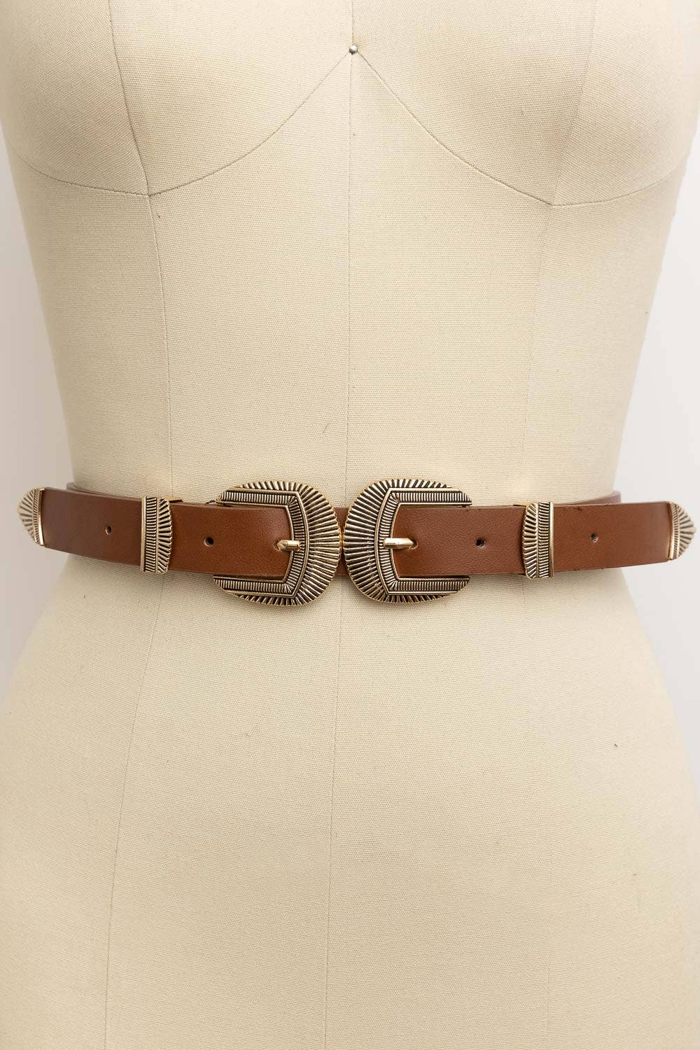 Double Buckle Leather Western  Belt