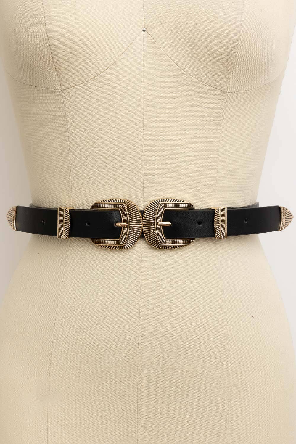 Double Buckle Leather Western  Belt