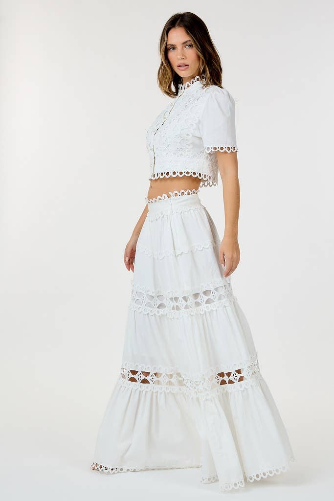 Lace White Maxi Skirt Set