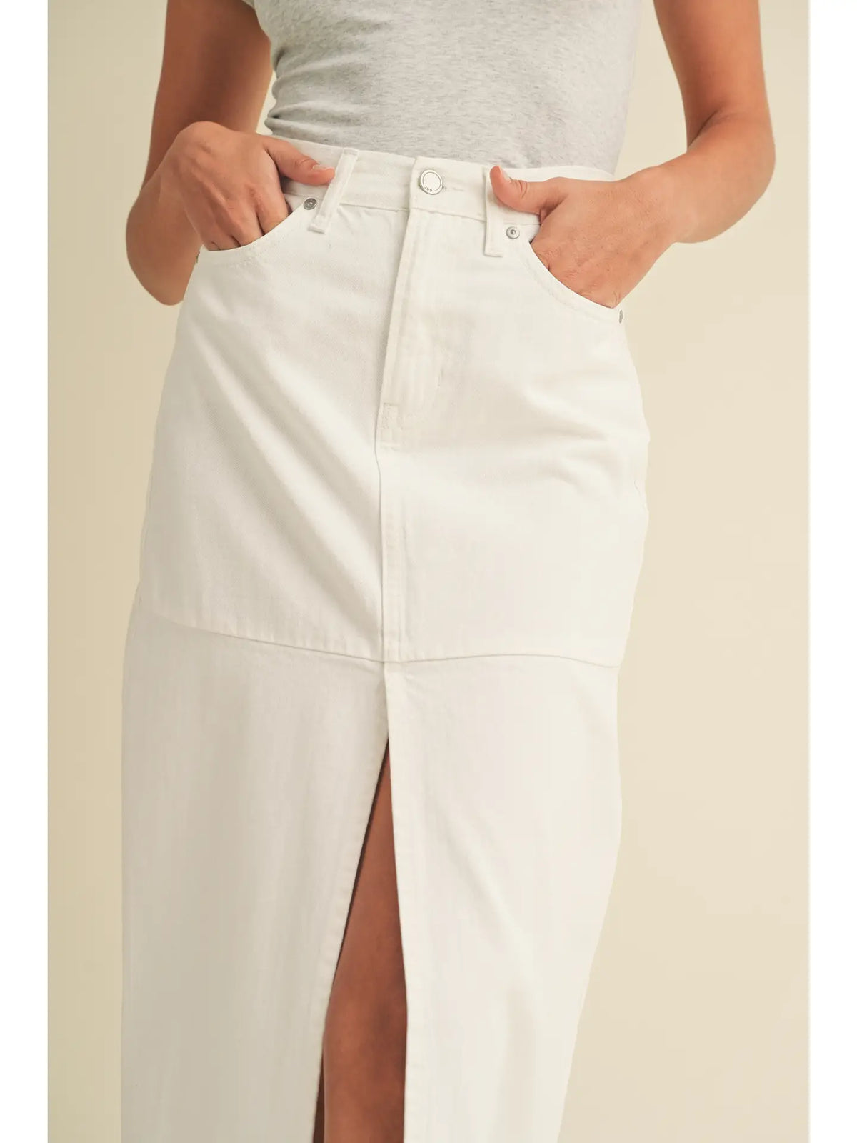 Maxi White Denim Skirt