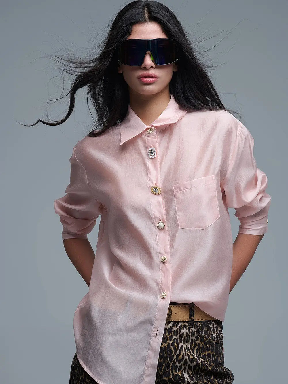 Silky Button Top