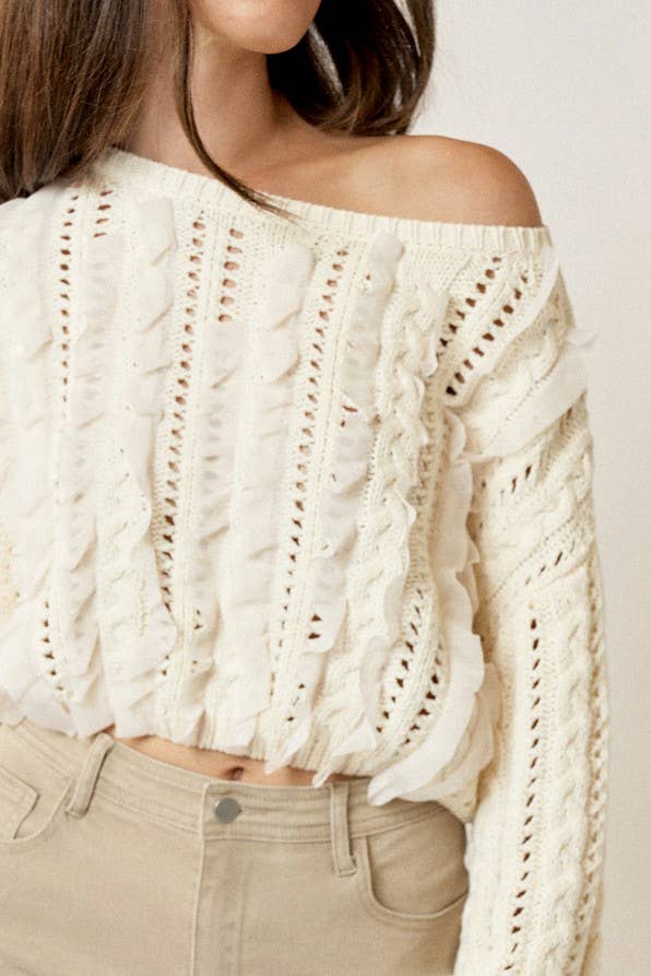 RUFFLE LONG SLEEVE SWEATER