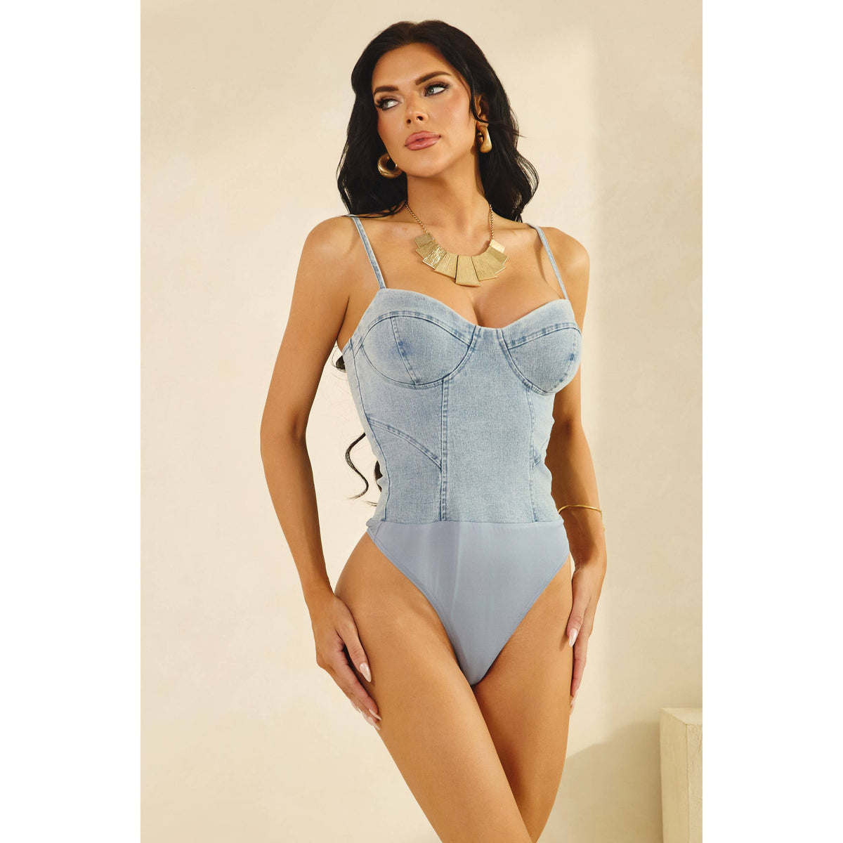 DENIM BODY SUIT