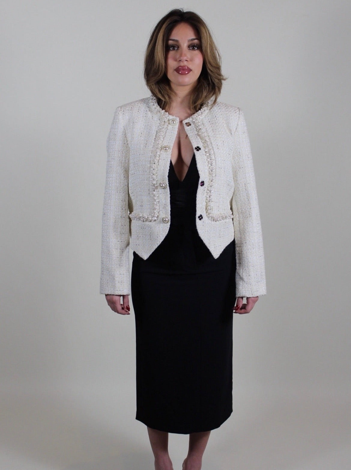 Mother of Pearl White Tweed Jacket