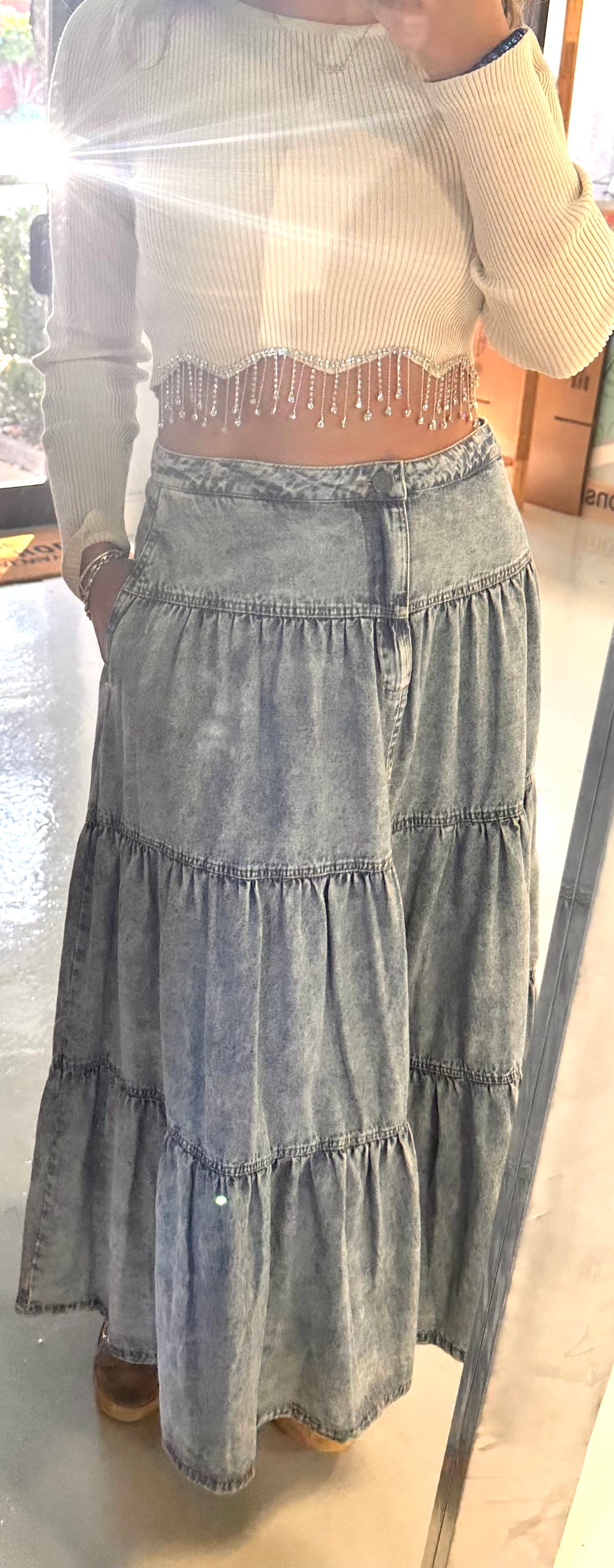 THE JACKIE MAXI JEAN SKIRT