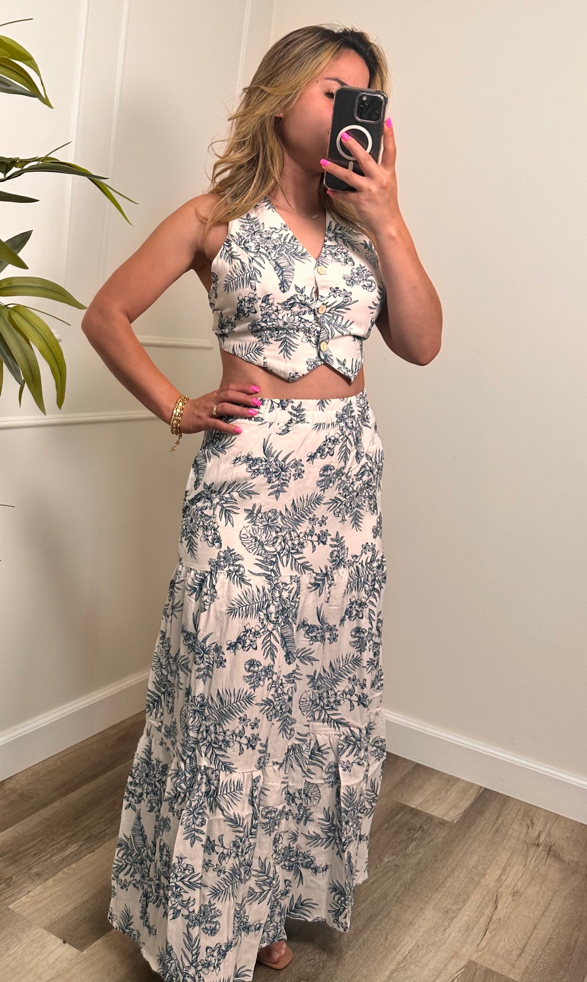 AMELIA TROPICAL VEST SKIRT SET