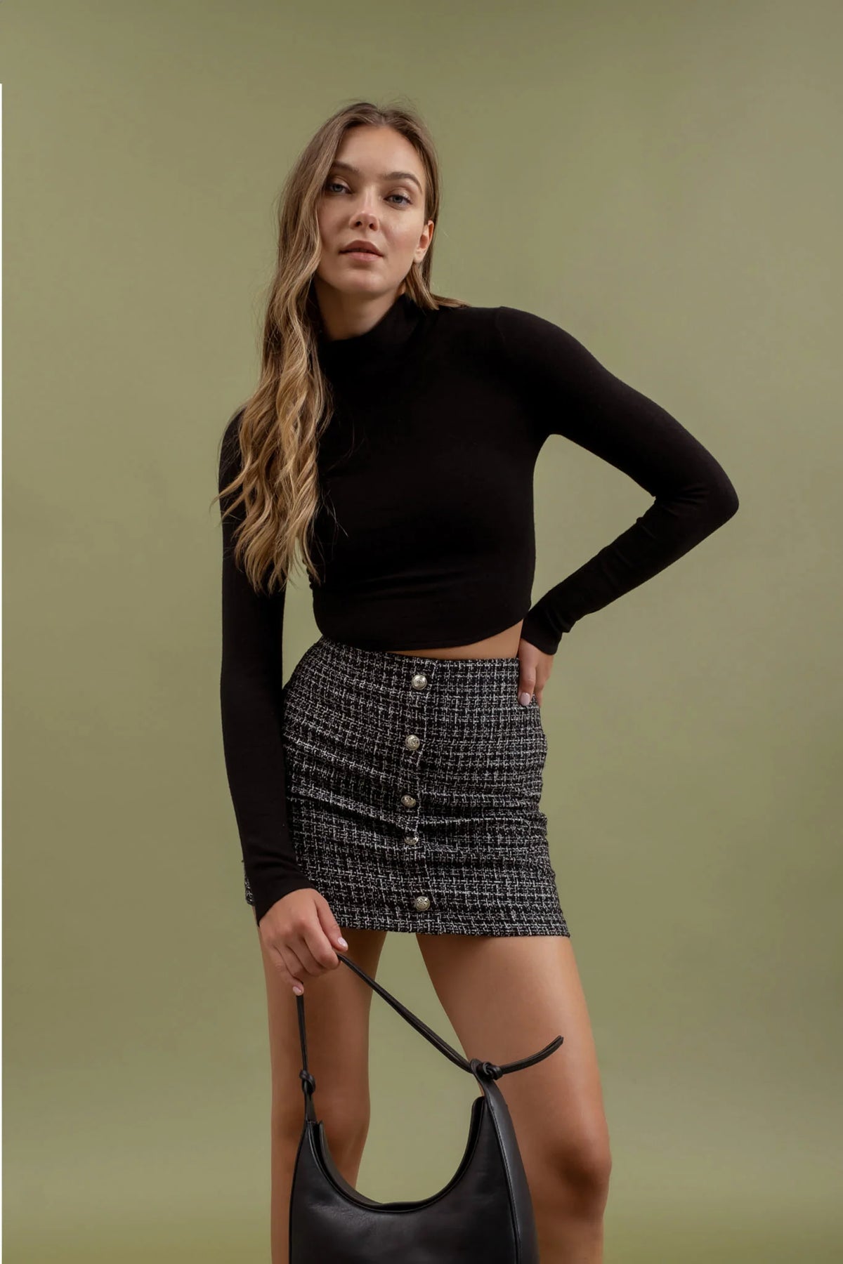 Plaid Tweed Mini Skirt