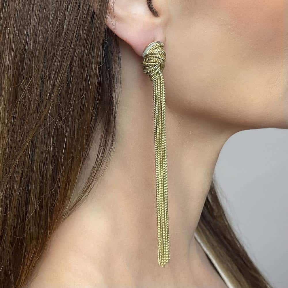 Gold Chain Tassel Earrings