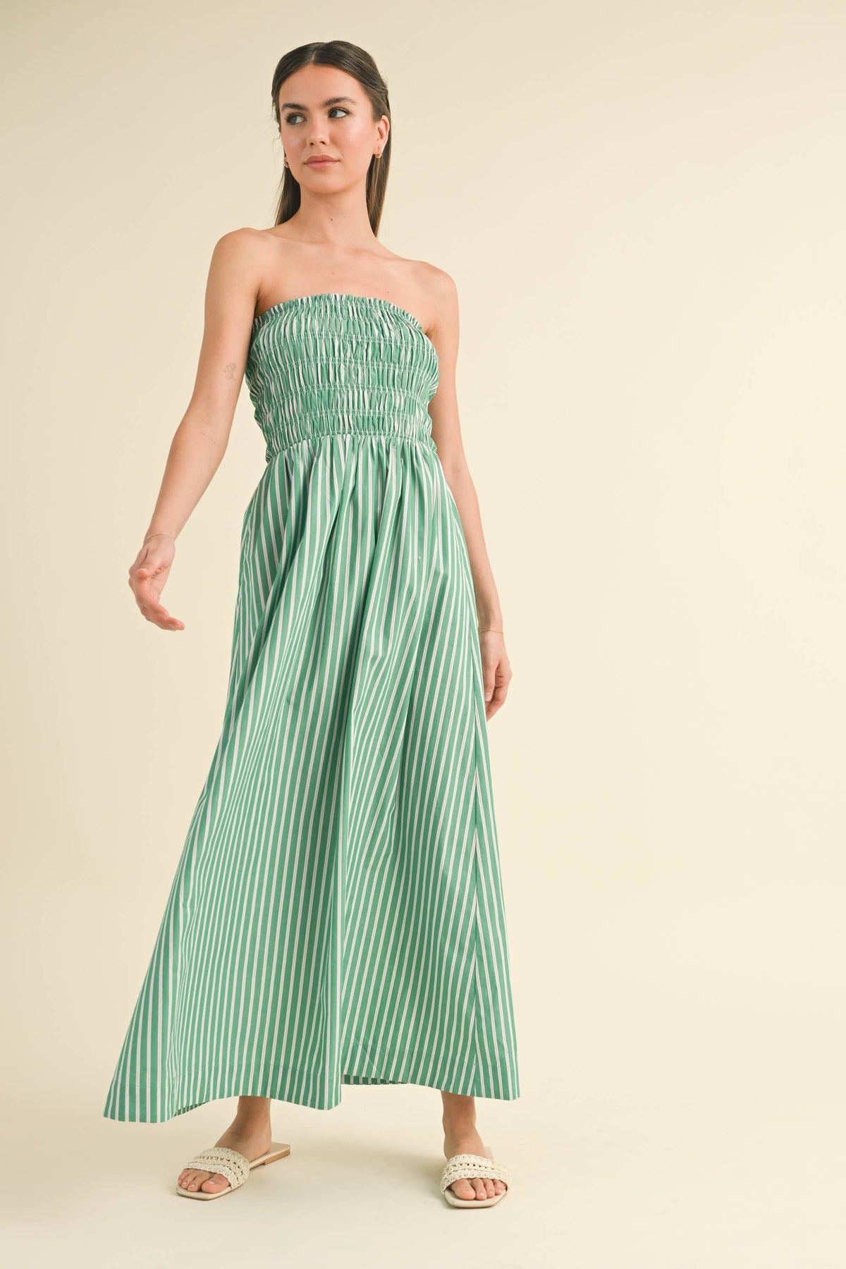 Green Striped Maxi