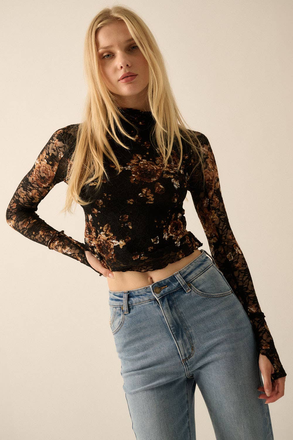 Black Floral Lace Top