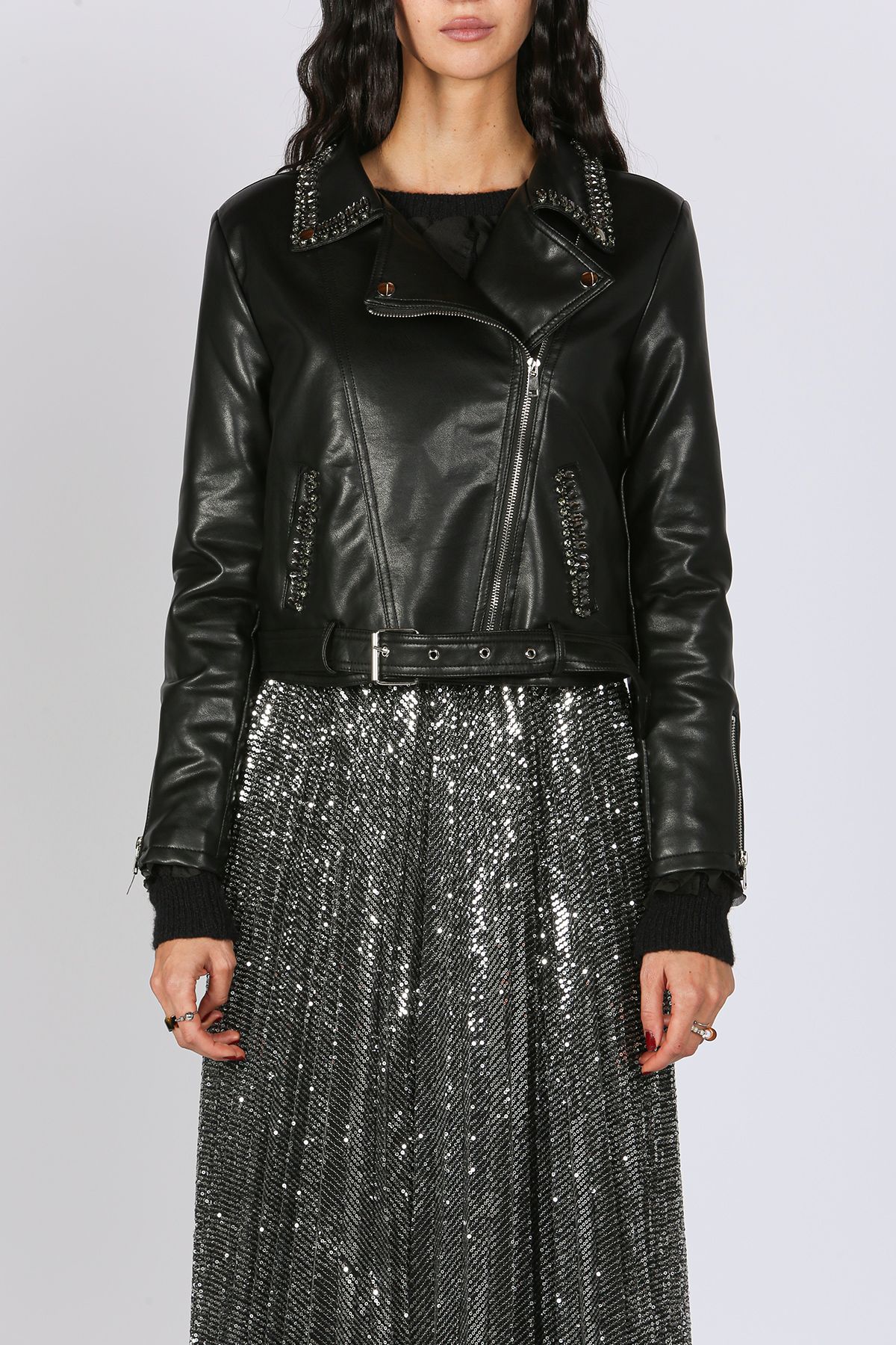 Jeweled Leather Jacket