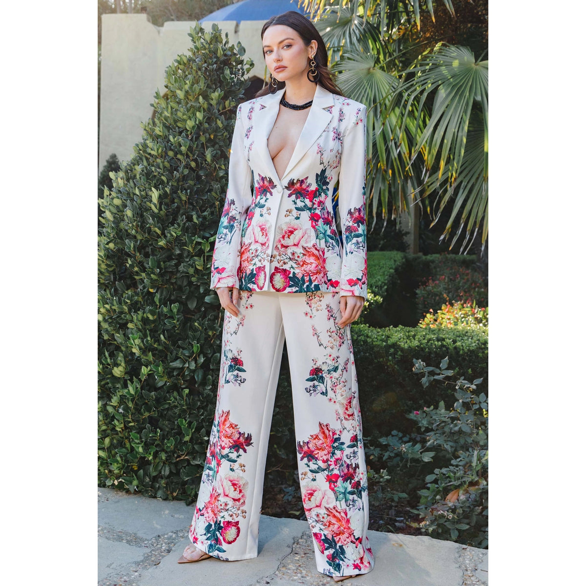 Floral White Pantsuit