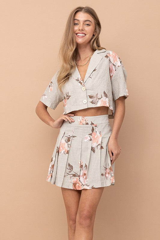 THE CAROLINE BOXY CROP TOP + SKIRT SET