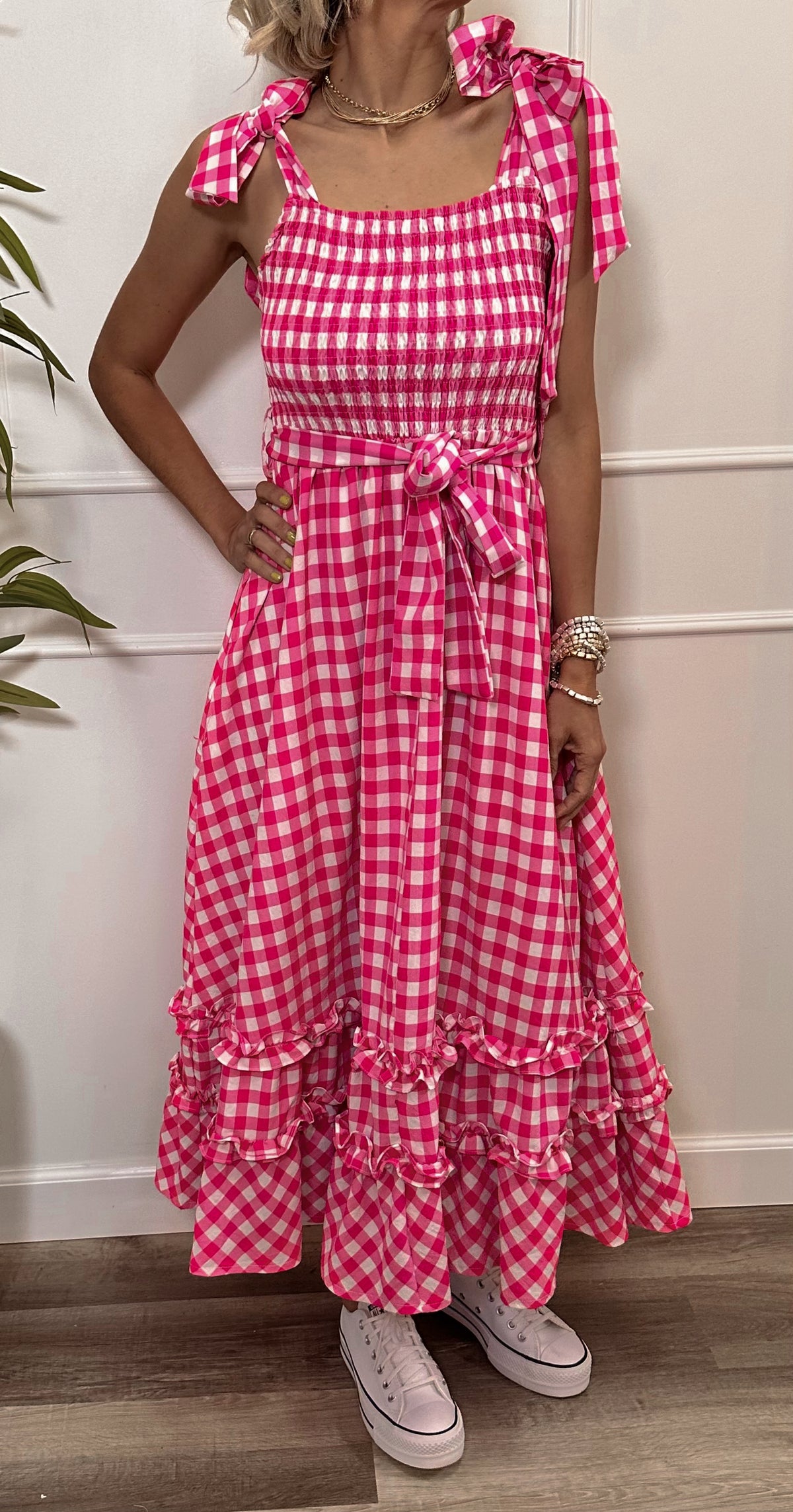 THE NINA PLAID MAXI DRESS